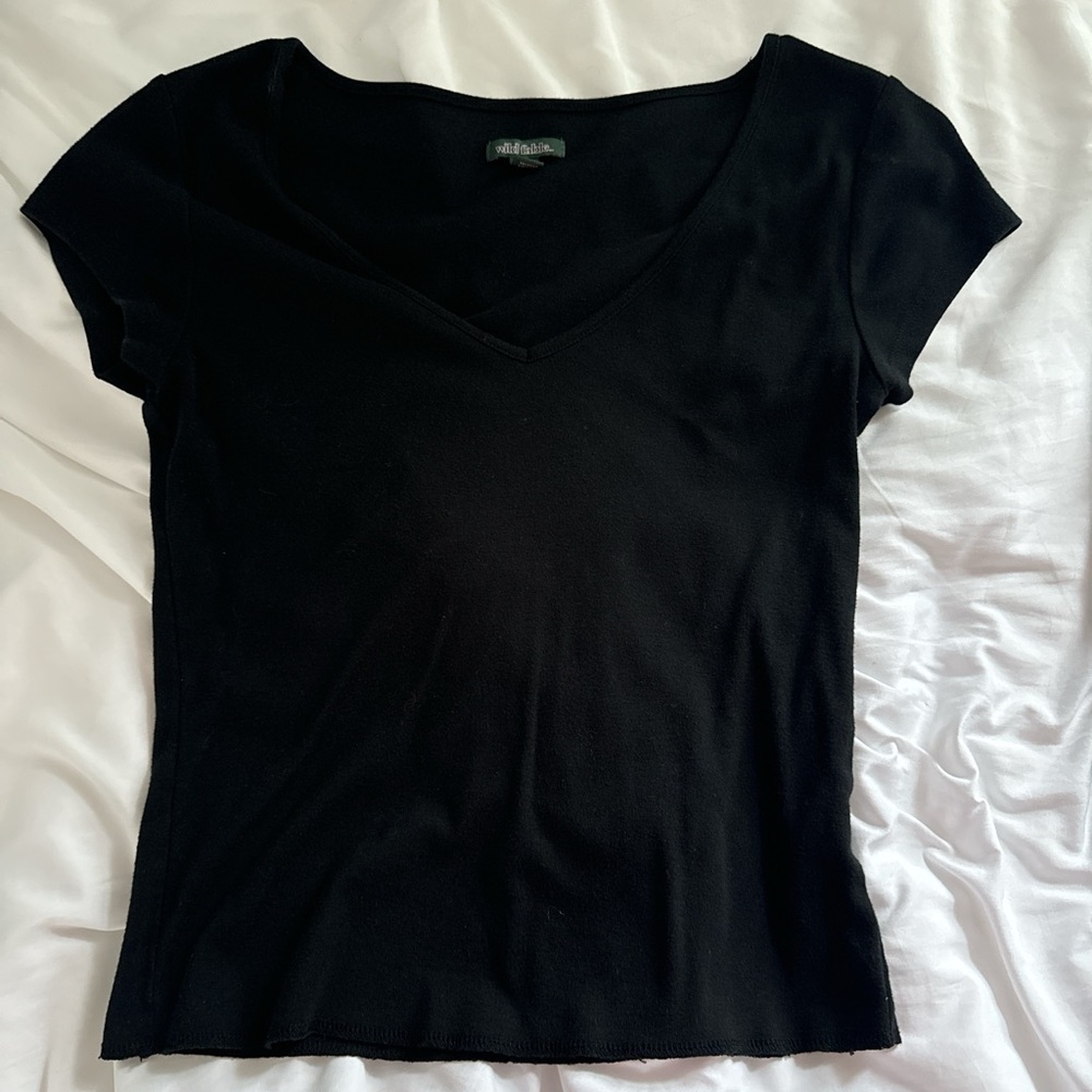Wild Fable Black Fitted Cap Sleeve T-Shirt